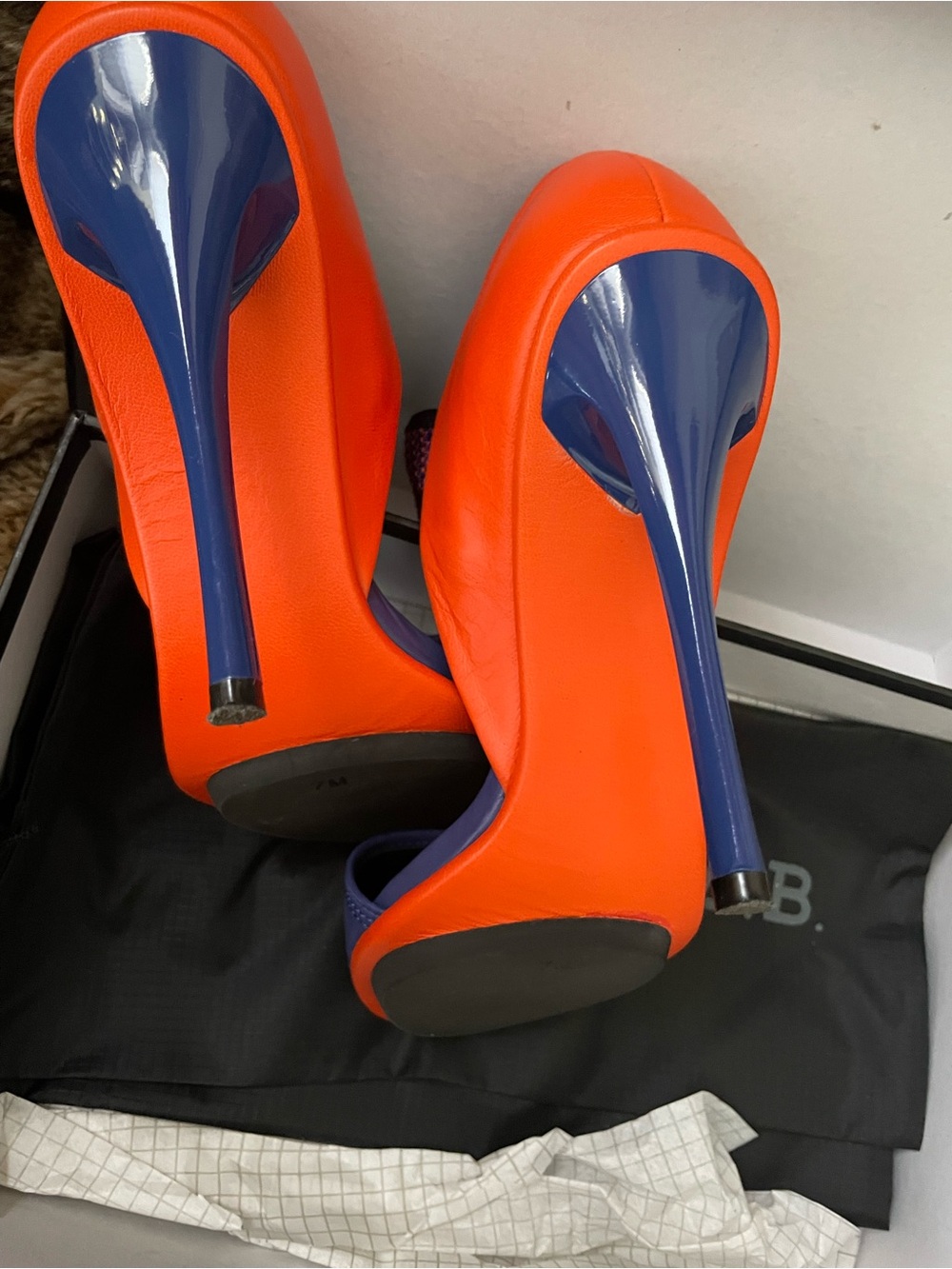 L.A.M.B. Blue & Orange Sky-High Heels - Picture 6 of 11